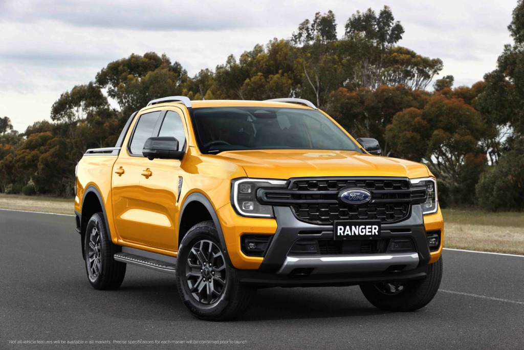 The Ford Ranger in yellow.