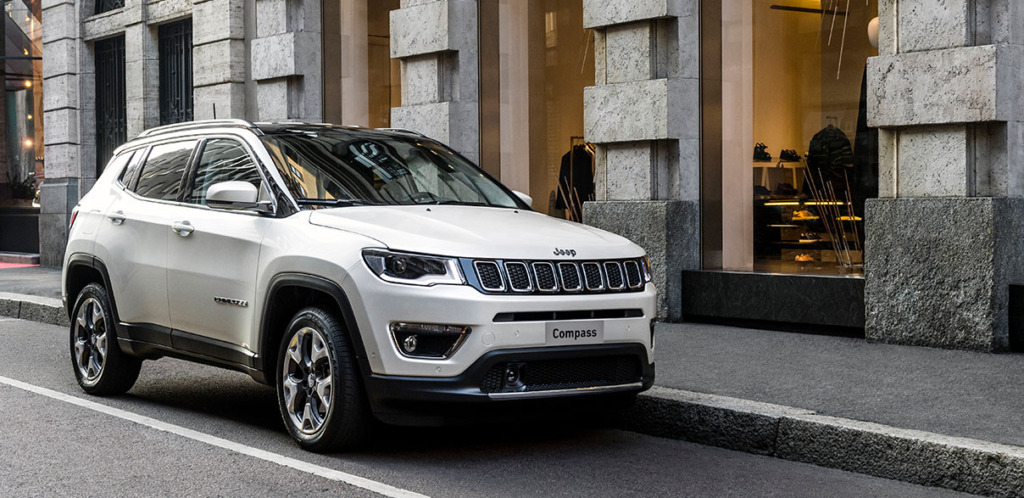 The Jeep Compass in white.