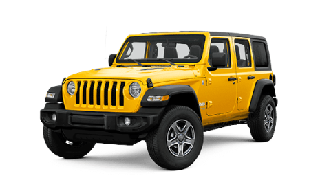 The Jeep Wrangler in yellow.