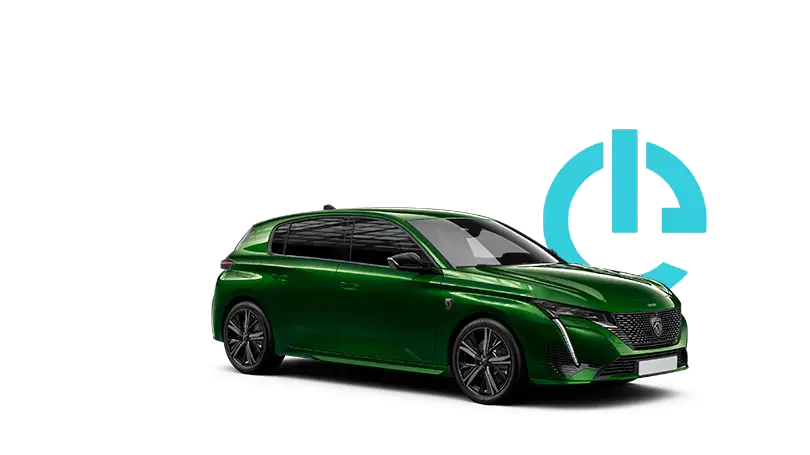 The Peugeot 308 in green.