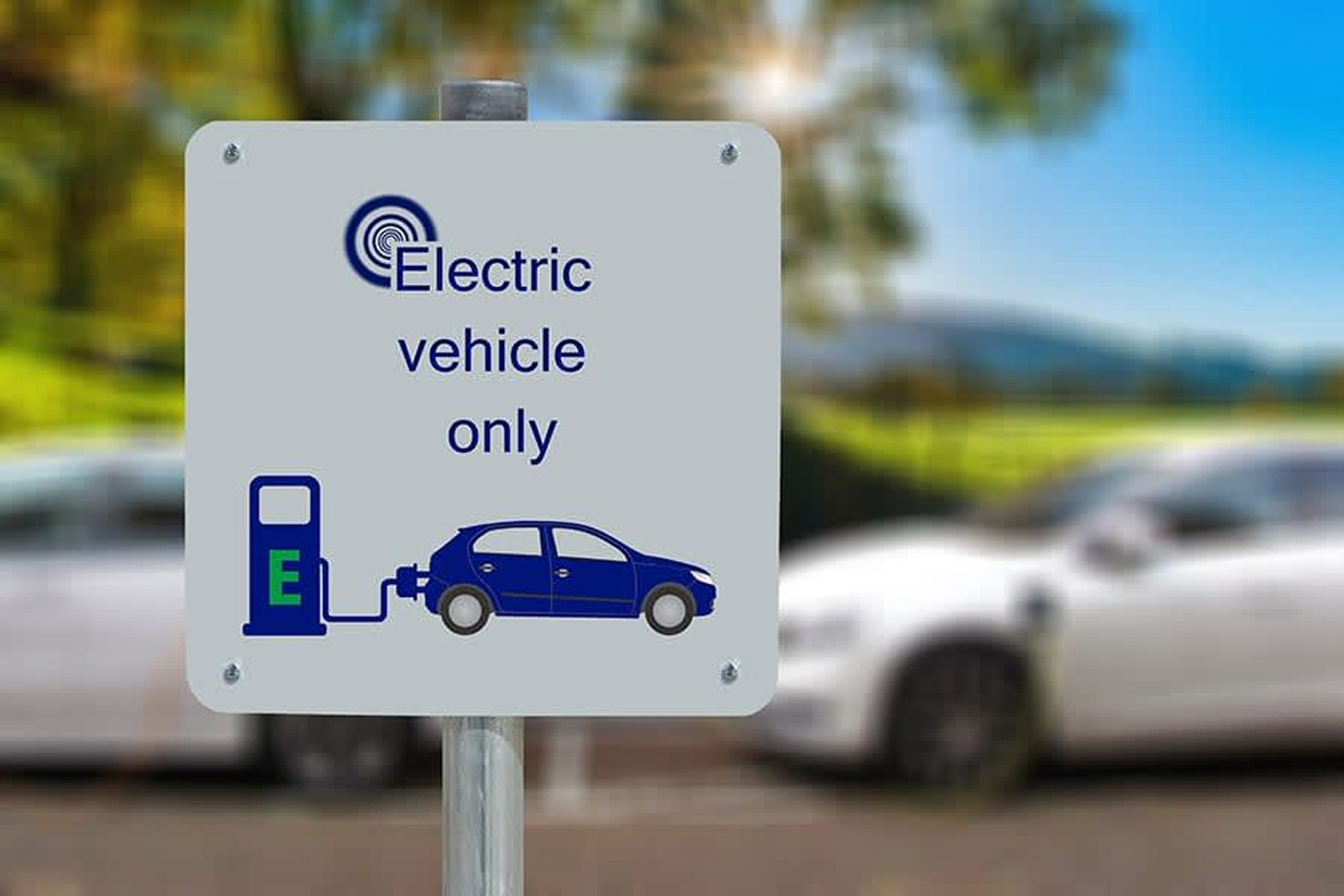 EV charging point sign.
