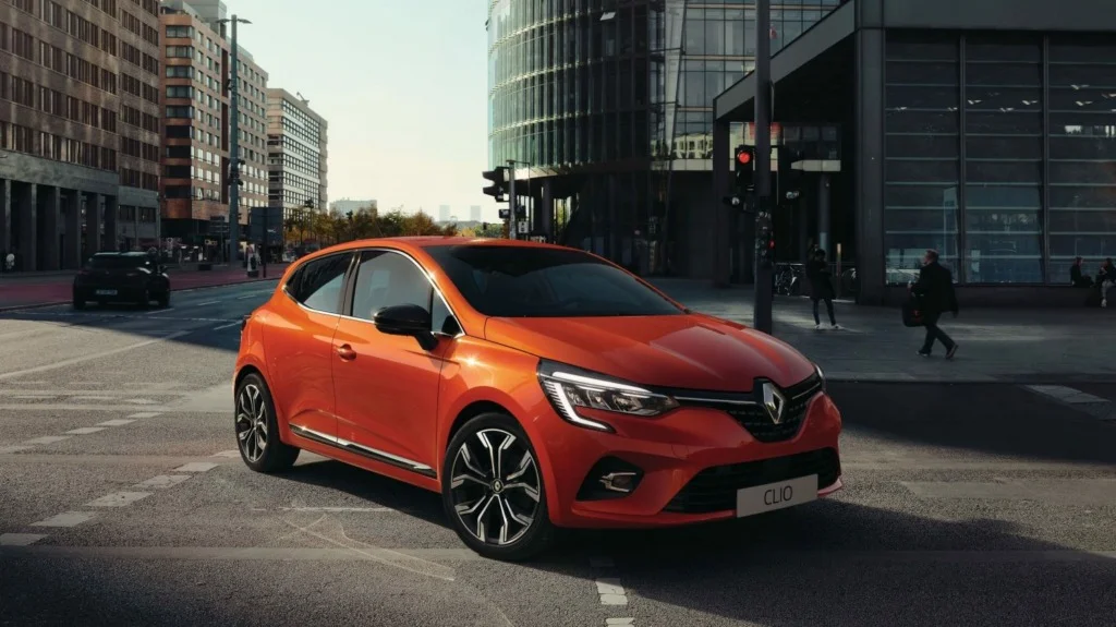 The Renault Clio in orange.