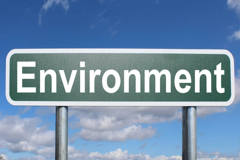 Environment sign for environmental commitments.